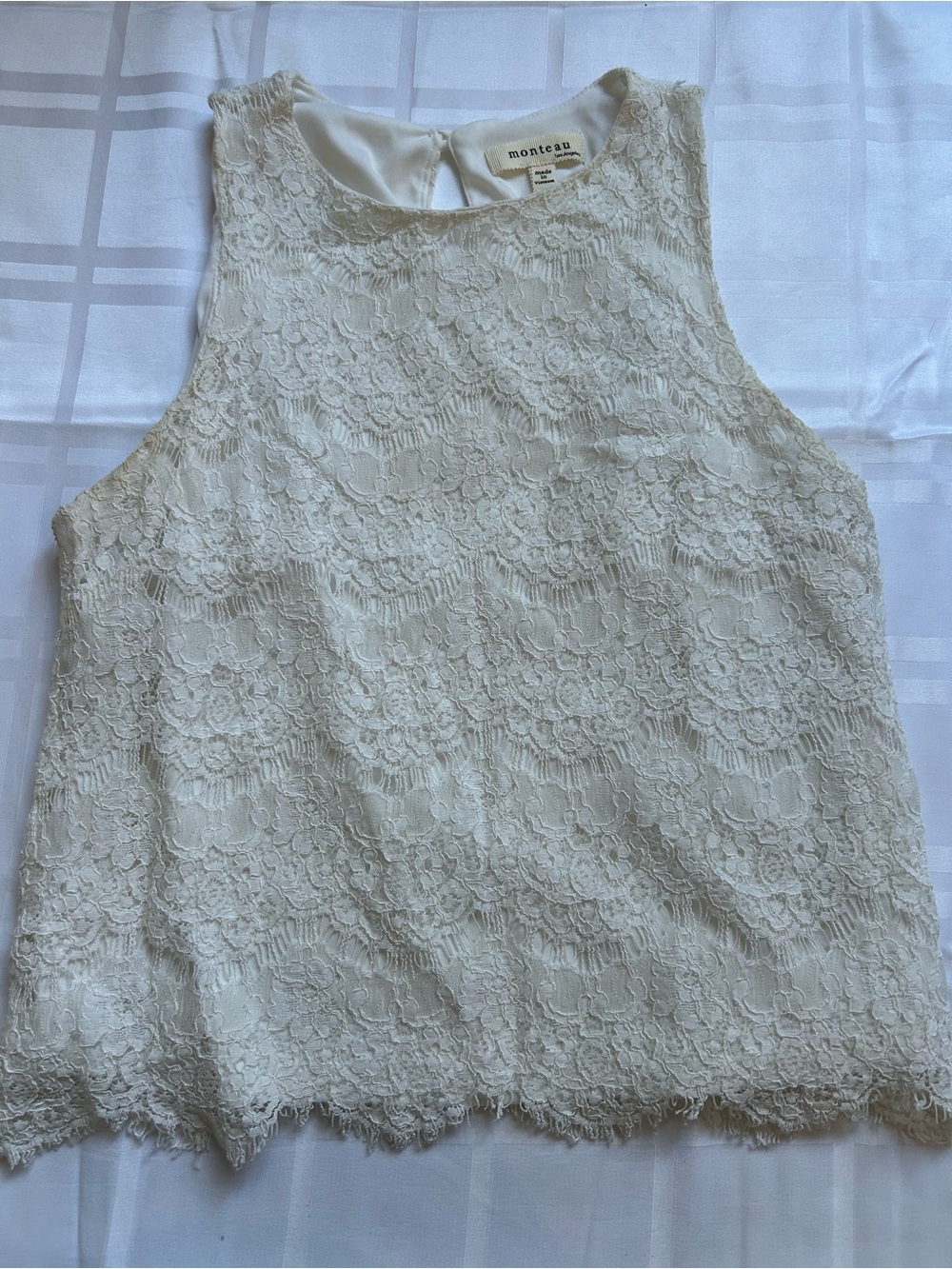 Monteau Cream Lace Sleeveless Camisole